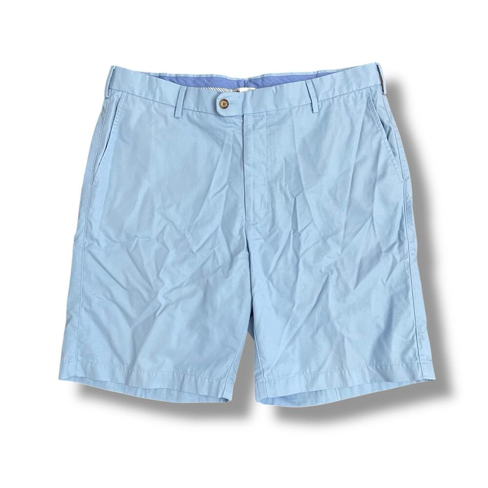 Peter Millar Men’s 36 Light Blue Pima Cotton Golf Shorts Flat‎ Front